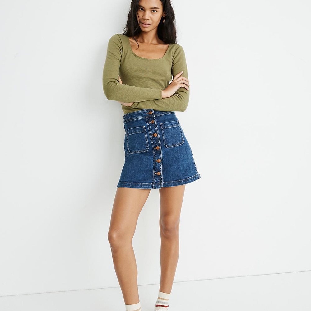Madewell Stretch Denim A-Line Mini Skirt Size 14 NWT